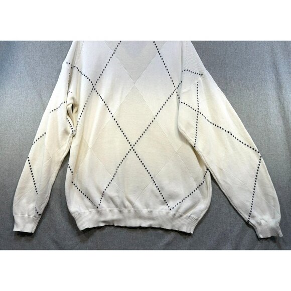Vintage Nautica Mens Preppy Nautical Knit Sweater XXL White Argyle - Picture 9 of 12